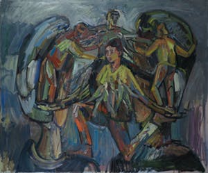 Elly Kuipers - Olieverf op doek, Dansende figuren (Zeer groot) kopen? Bied vanaf 1!