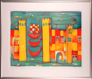 Marianne Aulman - Litho, Atlantis IV - Ingelijst (Groot) verkocht voor € 1!