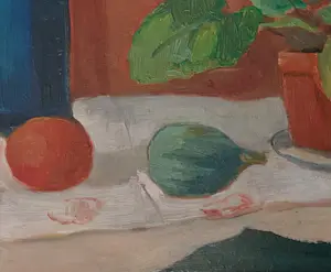 Wim Oepts - ''Stilleven met hortensia en blauwe spuitwater fles" kopen? Bied vanaf 2750!