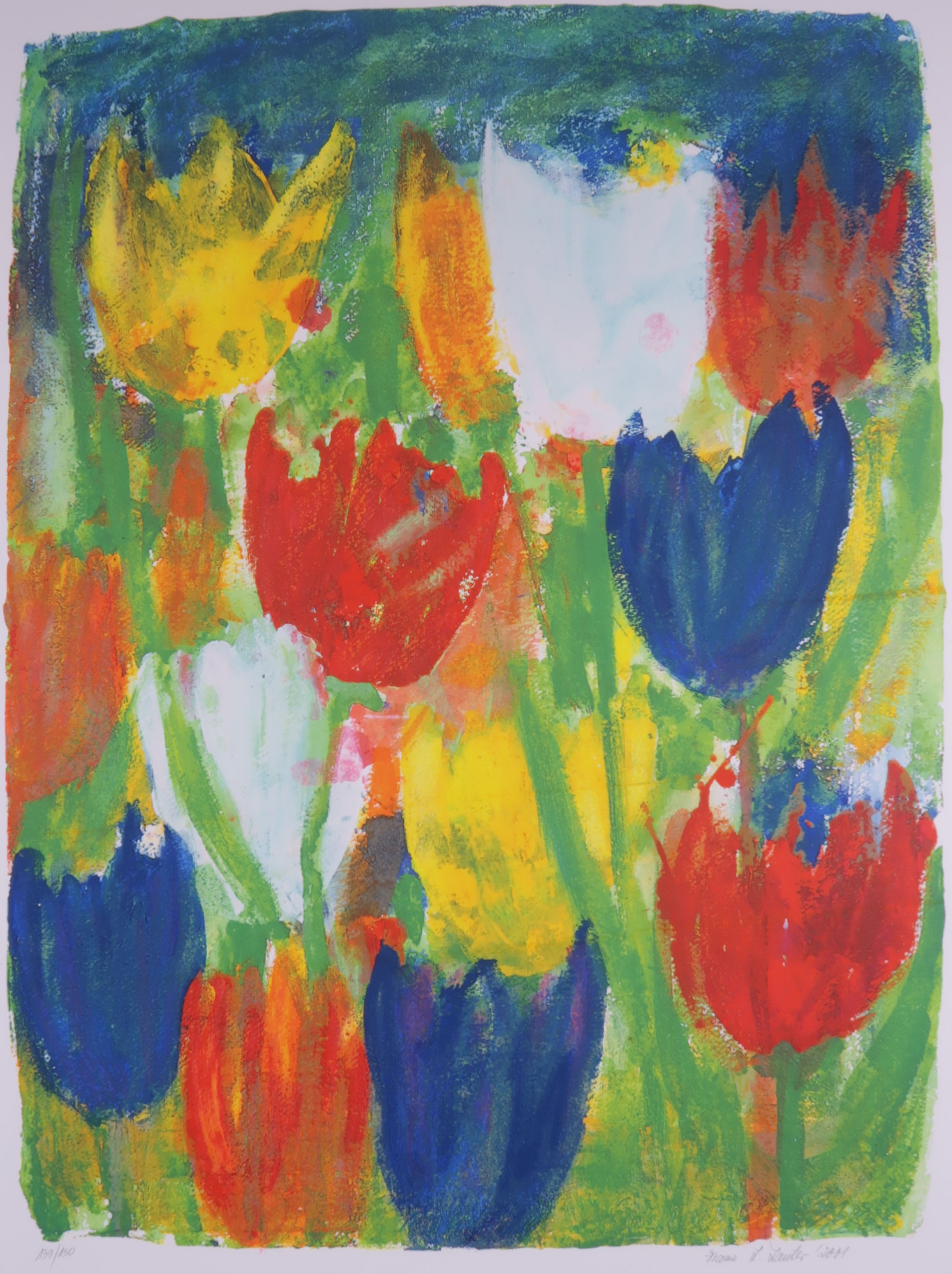 Franz Lauter - Zeefdruk, Tulpenveld kopen? Bied vanaf 45!