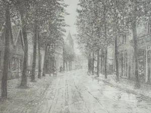 Karel Kok - Kanaalweg Lisse - circa 1910 - ets uit 1983 kopen? Bied vanaf 30!