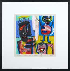 Henk Vierveijzer - Zeefdruk, Voorhoofd kriebelen - Ingelijst verkocht voor € 50!