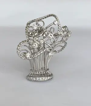 Platina/Gouden Latere Art Deco Broche/Hanger met Diamanten kopen? Bied vanaf 900!