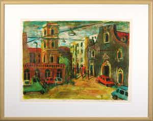 Jeroen Hermkens - Litho, Napels - Ingelijst verkocht voor € 50!