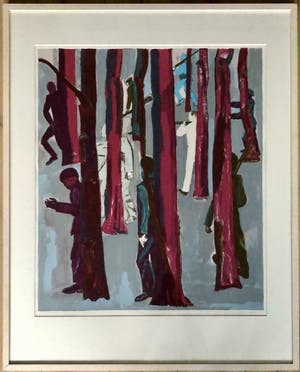 Hans Ebeling Koning - 2 ingelijste gesig litho's 'Bos Rechts en Bos Links kopen? Bied vanaf 170!