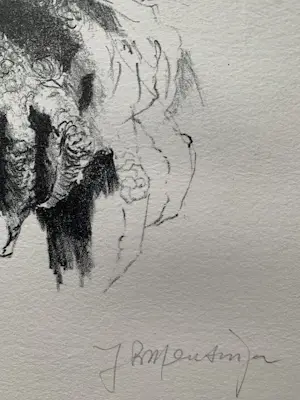 Jan Mensinga - Litho Oude Man met Vogels kopen? Bied vanaf 35!