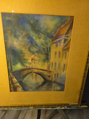 Arnout Colnot - Stadsgezicht met water en brug kopen? Bied vanaf 150!