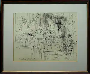 Piet Klaasse - Ingelijste litho (of tekening?) , Mea Sjearim Jerusalem - 1966 verkocht voor € 50!