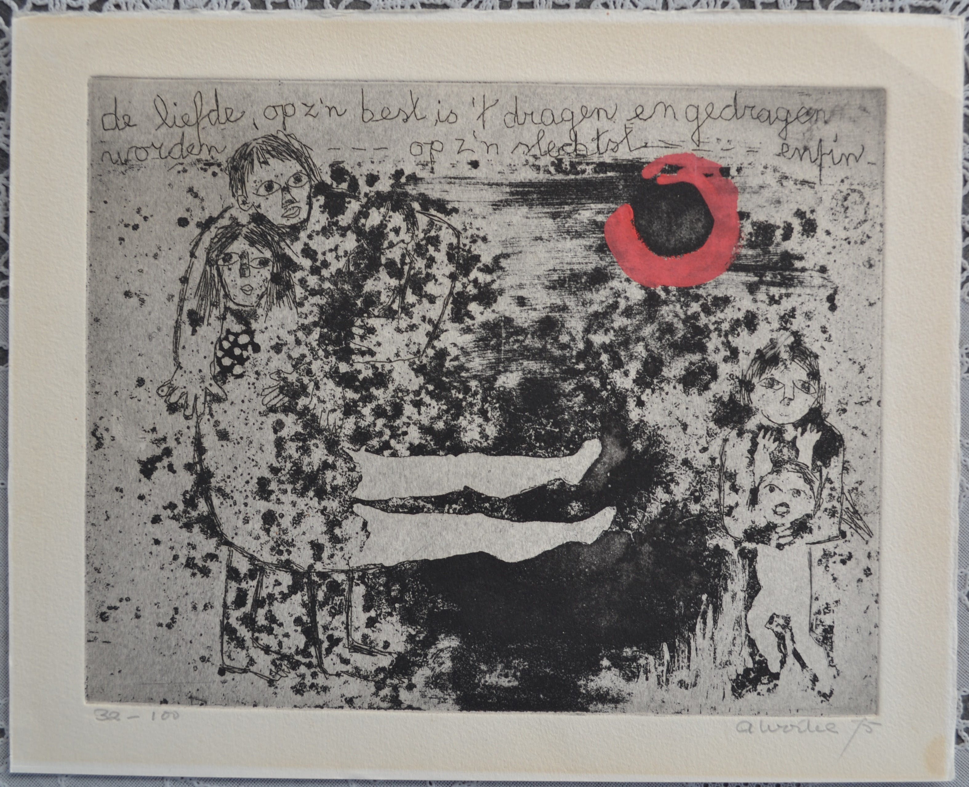 Ans Wortel - Ets - Gesigneerd en genummerd - Liefde kopen? Bied vanaf 1!