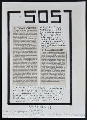 Siep van den Berg - CONSTRUCTIVISTISCHE COMPOSITIE MET TEKSTBLOKKEN , SOS # 1979,gesigneerd, mint kopen? Bied vanaf 40!