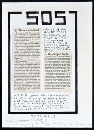 Siep van den Berg - CONSTRUCTIVISTISCHE COMPOSITIE MET TEKSTBLOKKEN , SOS # 1979,gesigneerd, mint verkocht voor € 40!