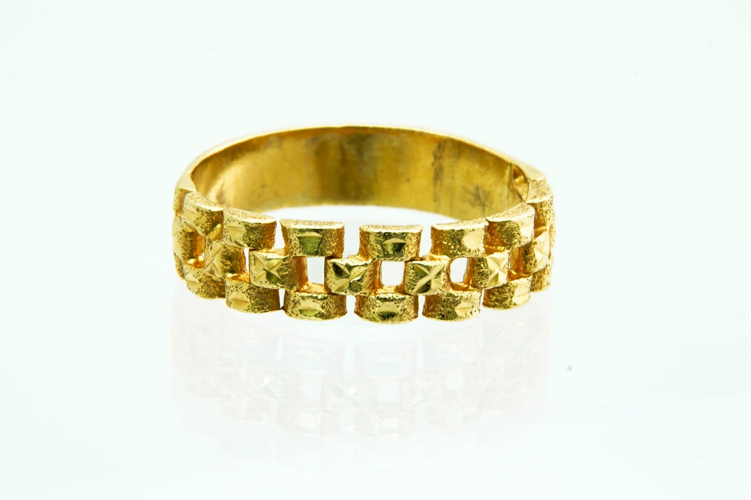 89-  Aparte 18Krt geel gouden Rolex stijl ring - iets verbogen - unisex model kopen? Bied vanaf 235!