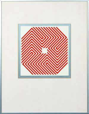 Dirk Huizer - Zeefdruk, Inzichzelf gekromde balk - Ingelijst verkocht voor € 35!