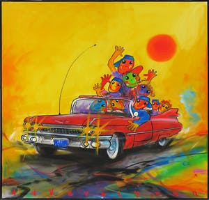 Ad Verstijnen - Acryl op doek, Cadillac Eldorado Seville - Ingelijst (Zeer groot) kopen? Bied vanaf 450!