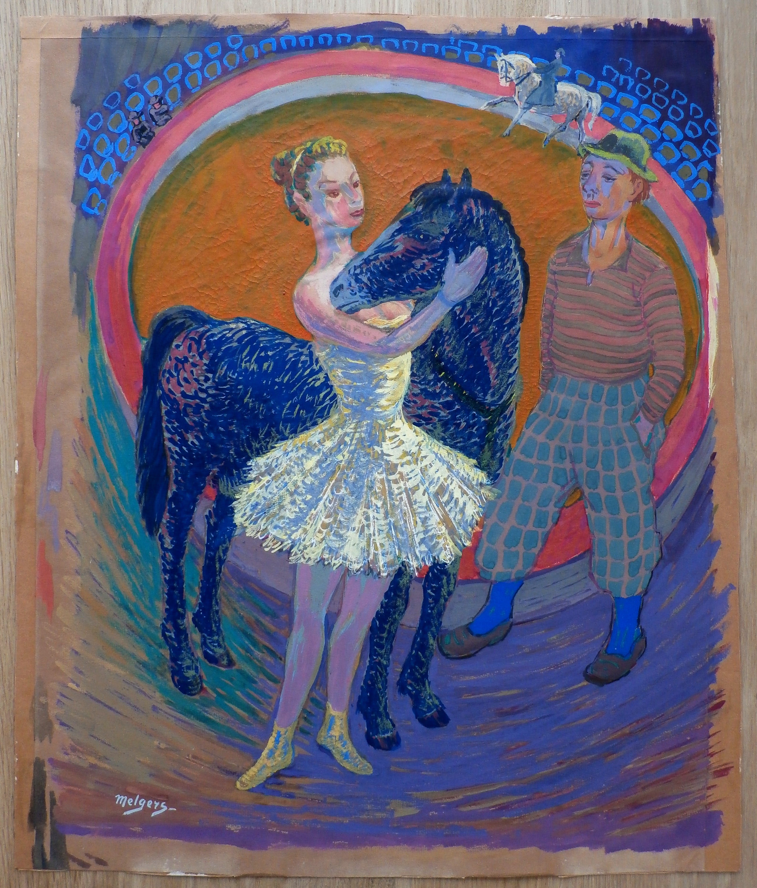 Henk Melgers - gouache: in het circus kopen? Bied vanaf 850!