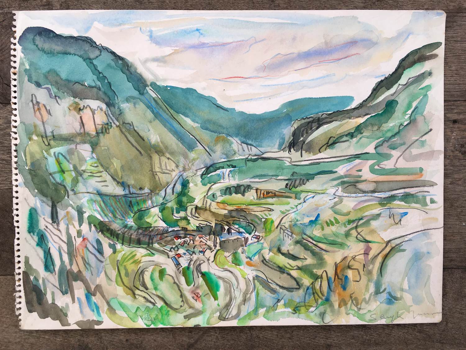 Jan Sluijters (jr.) - Berglandschap met dorpje kopen? Bied vanaf 65!