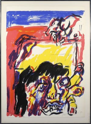Jan Sierhuis - Litho, Compositie met figuur - Ingelijst kopen? Bied vanaf 70!