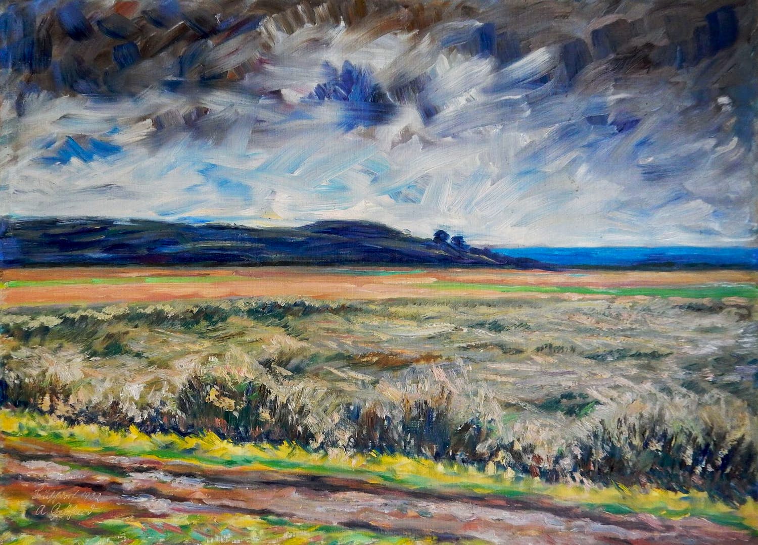 Adolf Gebhard - Weite Landschaft, Ölgemälde signiert verkocht voor € 225!