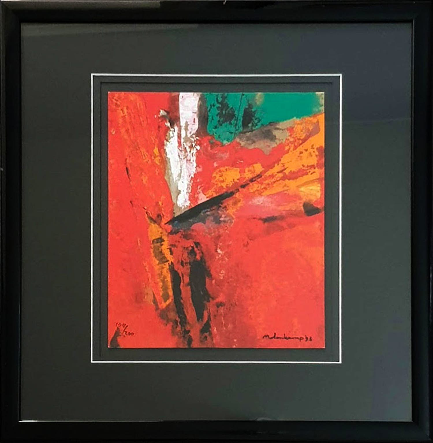 Nico Molenkamp - Abstracte compositie - Mooi ingelijst verkocht voor € 80!