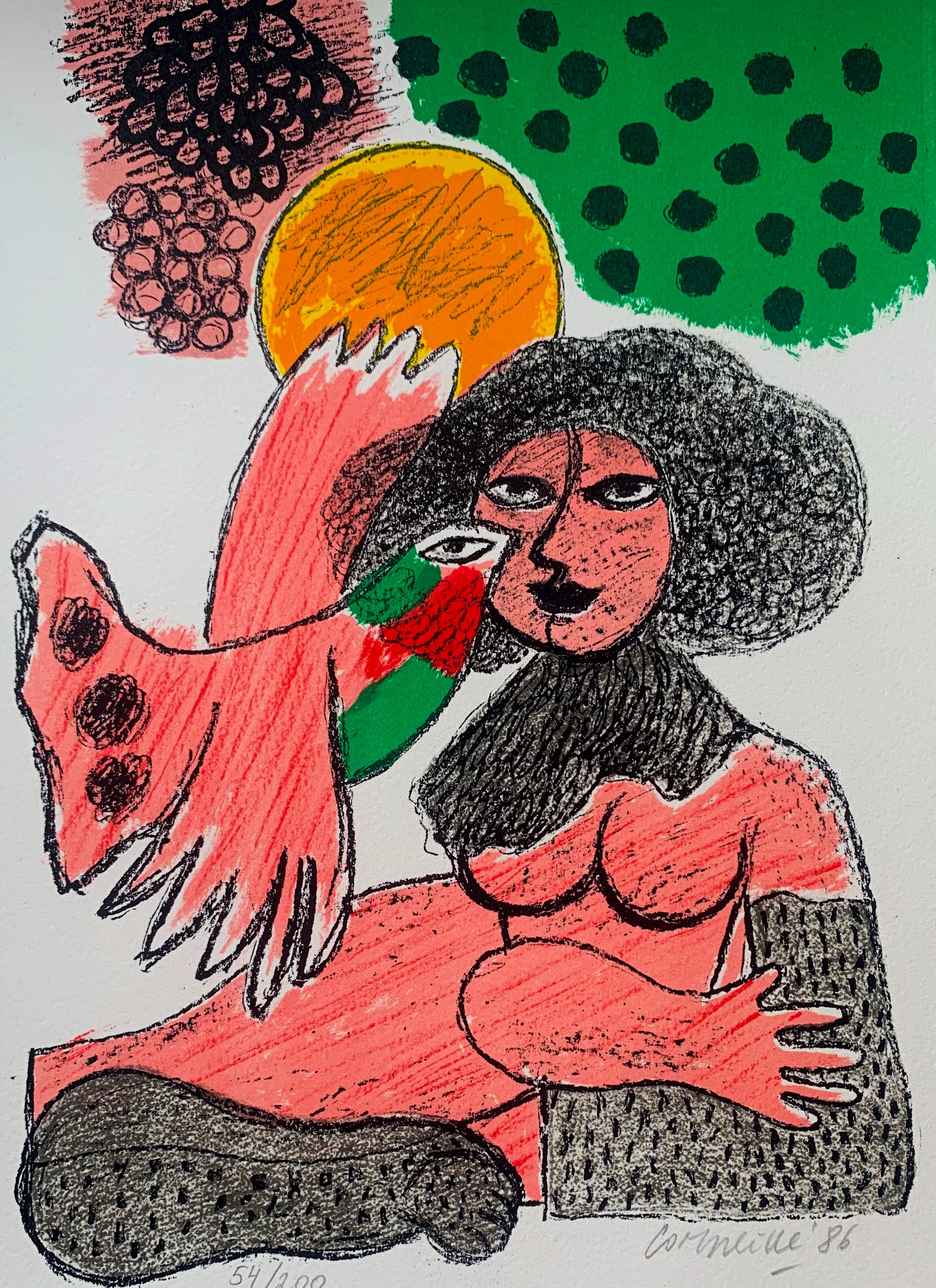 Corneille - Litho: Femme et oiseaux II - 1986 kopen? Bied vanaf 225!