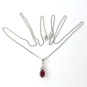 Acheter14k gouden collier en hanger met robijn en briljant geslepen diamant tot.0,10ct? Enchérissez de 450!