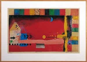 Theo Koster - Zeefdruk en collage, Blue moon - Ingelijst (Groot) verkocht voor € 50!