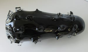 Niet of onleesbaar gesigneerd - Dubbelwandige grote zwarte moderne puntige Murano glazen vaas kopen? Bied vanaf 1!