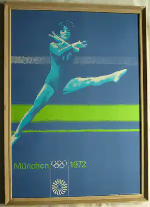 Otl Aicher - Ingelijst affiche Olympische Spelen München 1972 – Vintage – 85 x 60 cm verkauft für € 200!