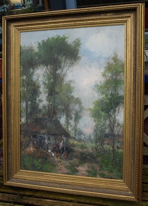 Theodorus van Oorschot - Olieverf op doek , Boerin met kippen – ingelijst – 98 x 78 cm kopen? Bied vanaf 1!