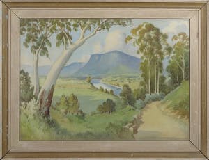 Niet of onleesbaar gesigneerd - Aquarel, Indonsesisch landschap - Ingelijst kopen? Bied vanaf 1!