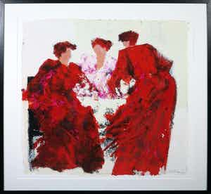 Wil Willemsen - Zeefdruk, Conversation - Ingelijst (Groot) verkocht voor € 35!