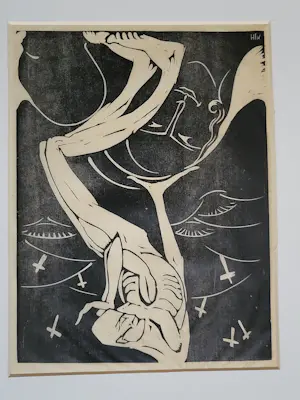 Hildo Krop - houtsnede 'Dodenakker' kopen? Bied vanaf 45!