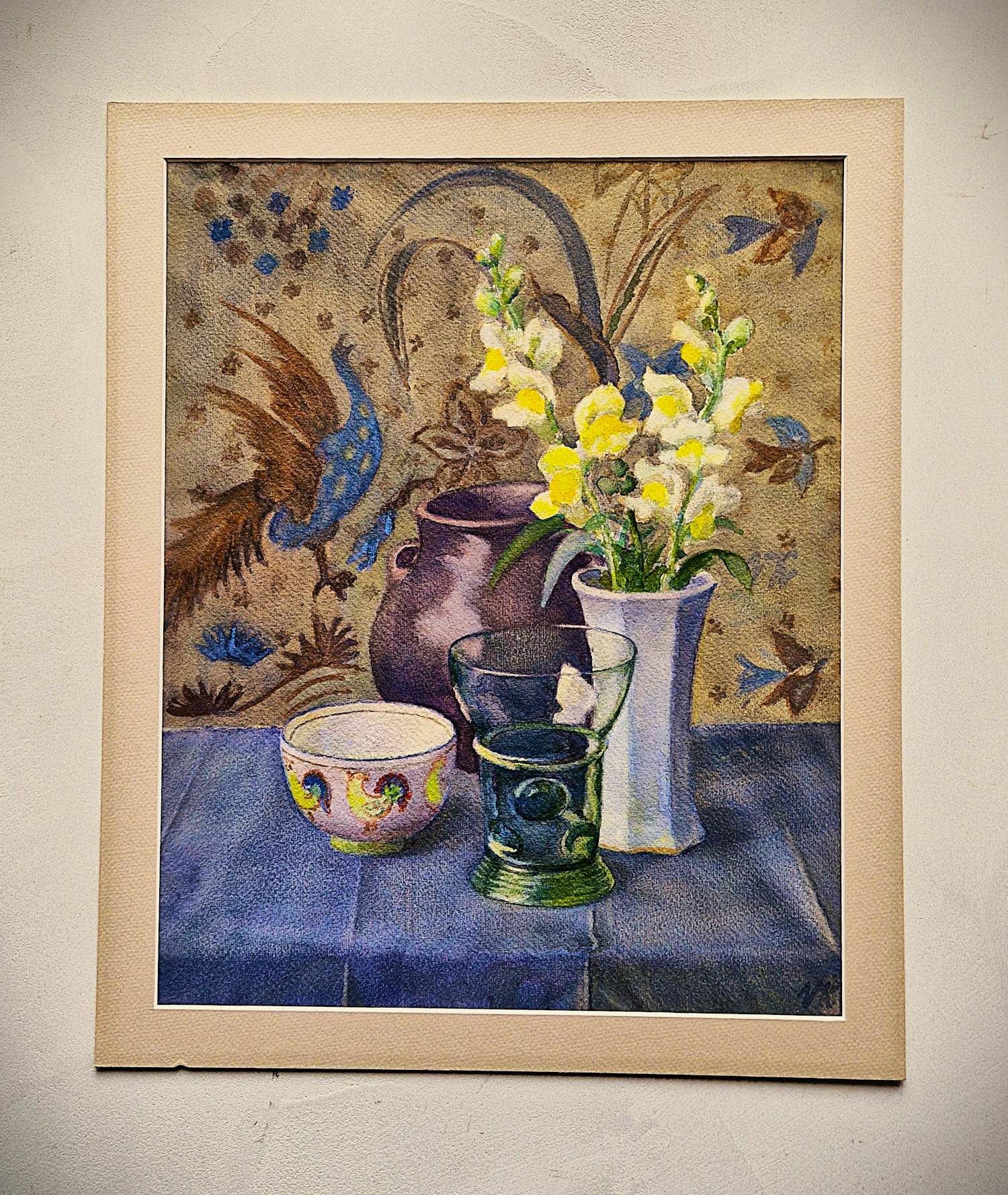 Lien Verburgt-Kramers - Omstreeks 1930 geschilderde gemengde techniek "stilleven met roemer" kopen? Bied vanaf 67!