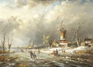 Jan Beaufort - Olieverf op paneel, Winterse voorstelling - Ingelijst kopen? Bied vanaf 35!