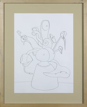 Wouter van Riessen - Potloodtekening, Vaas met bloemen - Ingelijst kopen? Bied vanaf 300!