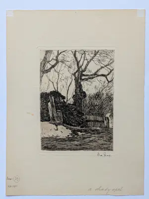 Willem de Zwart - 1889 - Takkenbos bij een heining met bomen kopen? Bied vanaf 40!