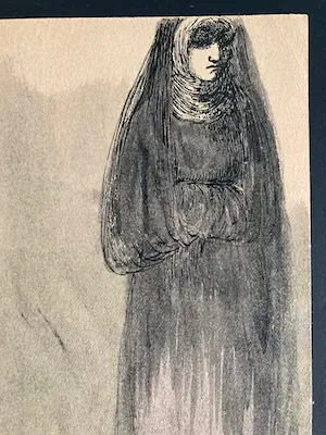 Hanna Nagel - Frau in Trauer - rückseitig mit bedeutendem Autograph kurz vor Kriegsende kopen? Bied vanaf 650!