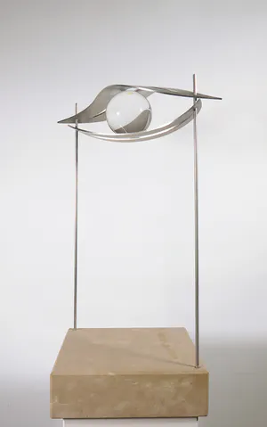 Ton Pors - Stalen sculptuur met glazen bol (Zwaar) kopen? Bied vanaf 1!