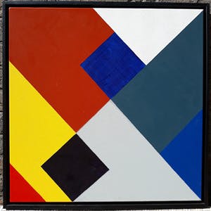 Niet of onleesbaar gesigneerd - Geometrisch abstract, acrylverf op doek (ingelijst) kopen? Bied vanaf 1!