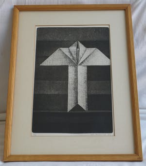 Ada Breedveld - Ingelijste ets en aquatint , Papieren vliegtuigje – 1979 – nr. 4 van 12 ex. kopen? Bied vanaf 40!