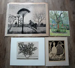 Niet of onleesbaar gesigneerd - 8 werken: ets, aquarel, houtsnede, linosnede kopen? Bied vanaf 1!