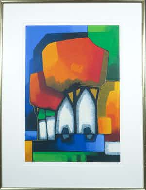 Maria Megens - Zeefdruk, Zonder titel - Ingelijst verkocht voor € 1!