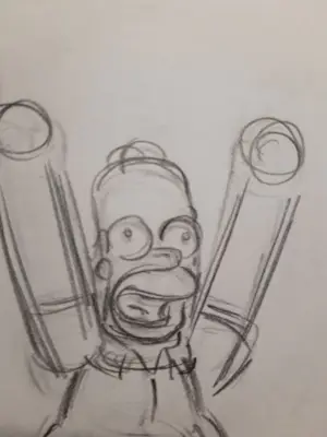 Matt Groening - originele productietekening The Simpsons, Homer ingelijst + Certificaat kopen? Bied vanaf 90!