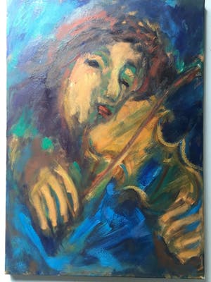 Bernie Autsema - De Vioolspeler - Olieverf op Doek kopen? Bied vanaf 55!