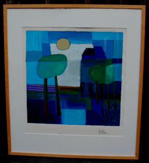 Ton Schulten - Ingelijste kleurenzeefdruk: ''Verstild landschap" - 1993 kopen? Bied vanaf 595!