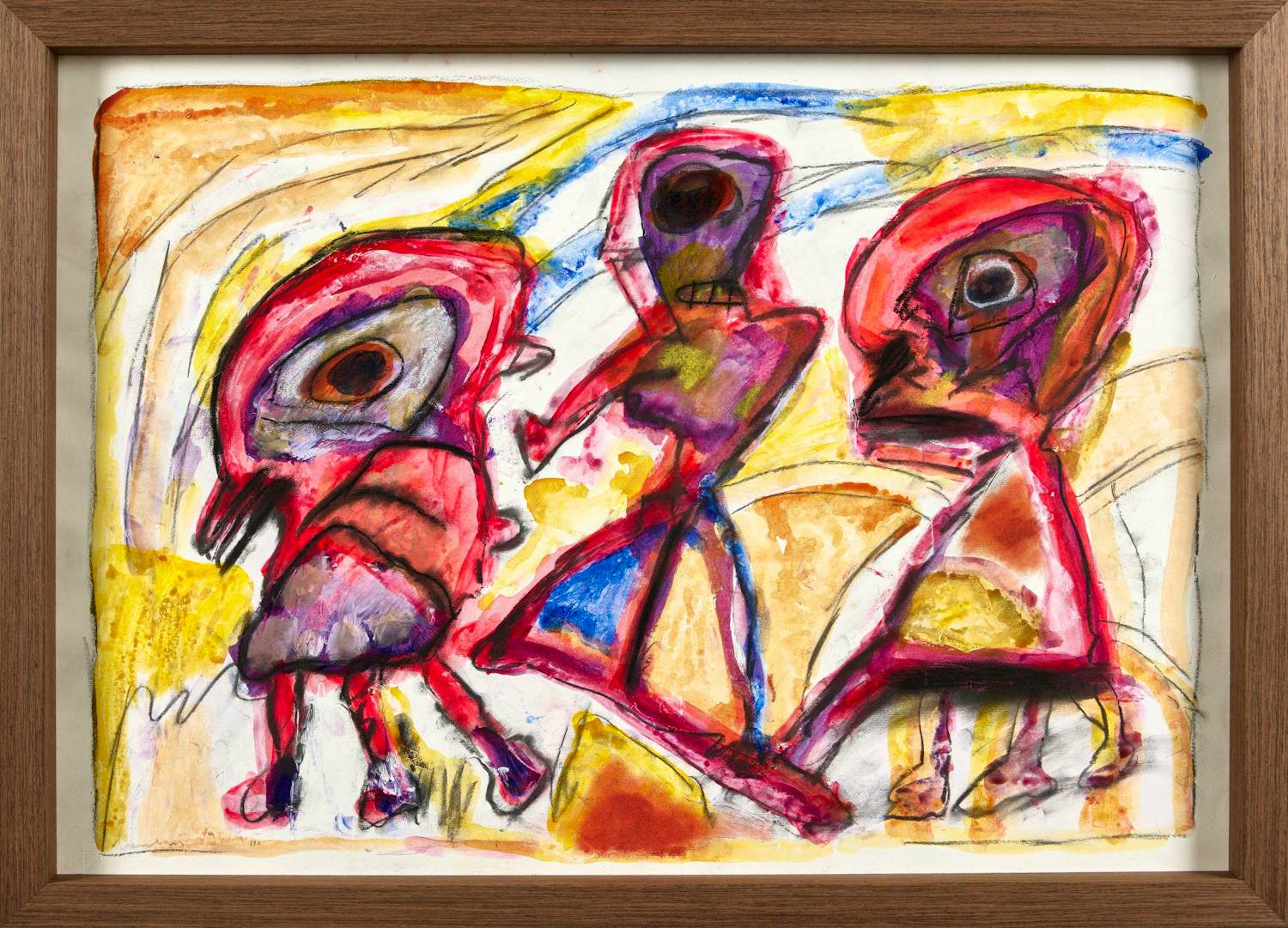 Lucebert - Indrukwekkend werk in Aquarel en Krijt - in mooie houten lijst kopen? Bied vanaf 2790!