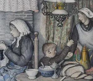 Jan Strube - "Boereninterieur omstreeks 1900, NB Nederland" kopen? Bied vanaf 75!