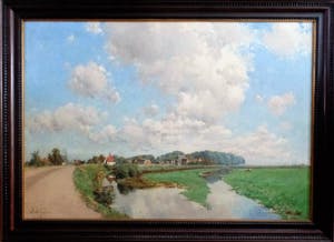 Egbertus Antonie Jansen - Waaldijk bij Herwijnen - Schilderij kopen? Bied vanaf 1350!