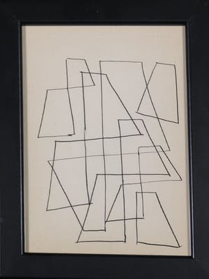 Siep van den Berg - Lot van drie pentekeningen, Abstracte compositie - Ingelijst kopen? Bied vanaf 40!