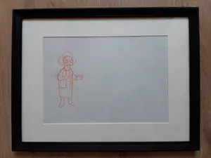 Matt Groening - originele productietekening The Simpsons, Edna ingelijst + Certificaat kopen? Bied vanaf 70!